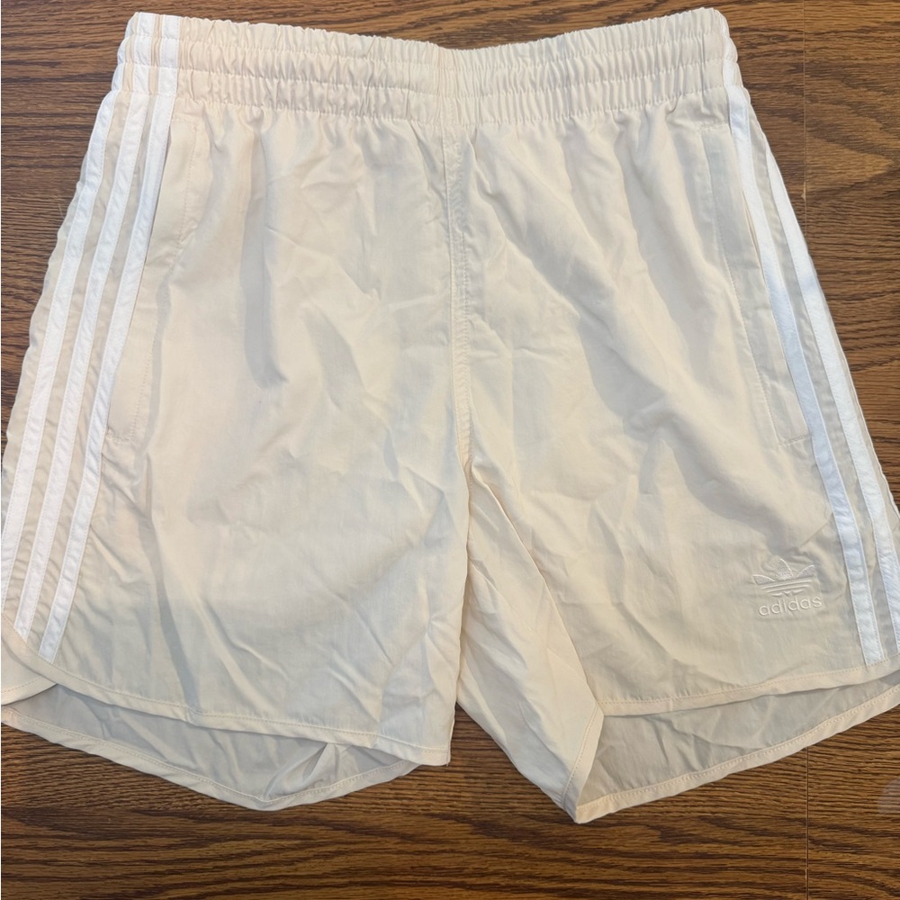 Adidas White Athletic Shorts Lightweight Elastic Waist